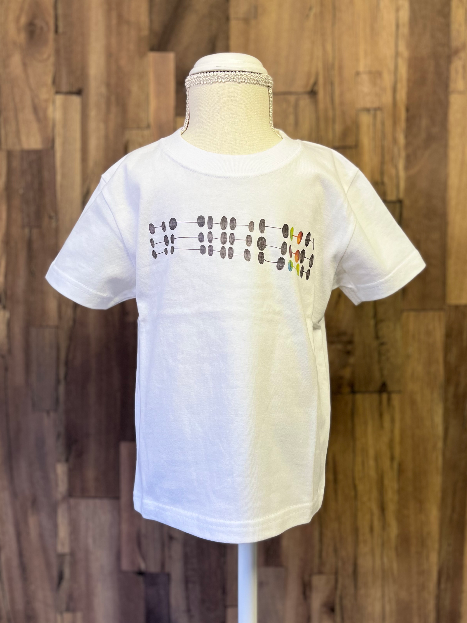 （めんぼう3列 キッズ半袖Tシャツ） yuhi