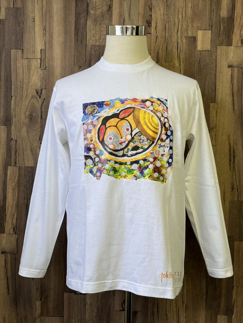 （月夜のうさぎ 長袖Tシャツ） オオボラ ヨシエ